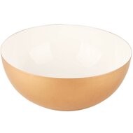Dekoratief | Bowl rond, wit/goud, metaal, 21x21x8cm | A228179