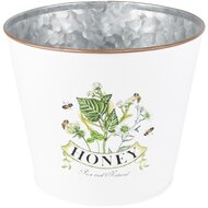 Dekoratief | Bloempot &#039;Honey&#039;, wit/groen, metaal, 17x17x14cm | A230001