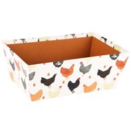 Dekoratief | Bakje &#039;Chickens Around&#039;, bruin/wit, karton, 26x18x10cm | A230235
