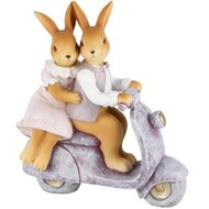 Dekoratief | Bunny koppel op scooter, resina, 14x6x15cm | A230252