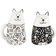 Dekoratief | Deco poes &#039;Molly&#039;, wit/zwart, resina, 9x7x12cm, set van 2 stuks | A230402