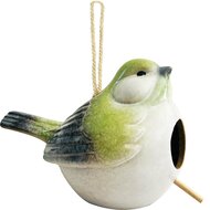 Dekoratief | Vogelhuisje vogel, groen/grijs, keramiek, 22x11x12cm | A230452