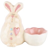 Dekoratief | Eierdop bunny, wit, keramiek, 9x5x8cm | A230552