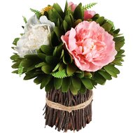Dekoratief | Bloemstukje m/roze bloemen, pvc, 20x20x23cm | A230802