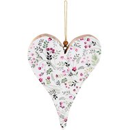 Dekoratief | Hanger hart m/bloemen, wit/groen, hout/email, 20x15x2cm | A230911