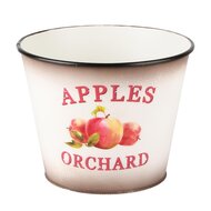 Dekoratief | Bloempot rond &#039;Apples Orchard&#039;, wit, metaal, 13x13x11cm | A235005