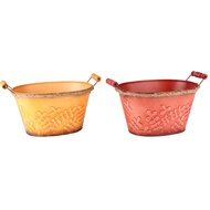 Dekoratief | Bakje ovaal, rood/oranje, metaal, 23x18x13cm, set van 2 stuks | A235011