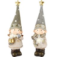 Dekoratief | Winterkindje m/ster/lampje, resina, LED, 8x7x27cm, set van 2 stuks | A235222