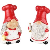 Dekoratief | Santagnoom chef, wit/rood, resina, 8x6x14cm, set van 2 stuks | A235259