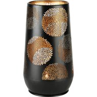 Dekoratief | Lantaarn &#039;Blossoms&#039;, zwart/goud, metaal, 17x17x31cm | A235393