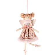 Dekoratief | Hanger engelpopje, roze, stof, 10x5x33cm | A235419