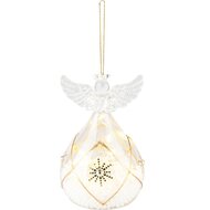 Dekoratief | Hanger engeltje, transparant/goud, glas, LED, 7x7x11cm | A235435