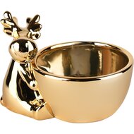 Dekoratief | Bowl m/rendier, goud, dolomiet, 14x11x10cm | A235531