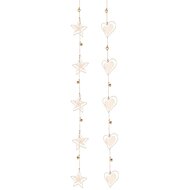 Dekoratief | Slinger m/harten/sterren, goud, metaal, 100x7cm, set van 2 stuks | A235653