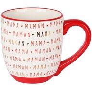 Dekoratief | Mok &#039;Mama/Maman&#039;, wit/rood, keramiek, 10x10x12cm | A235855