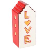 Dekoratief | Deco huisje &#039;Love&#039;, wit/rood, dolomiet, LED, 6x6x14cm | A235964
