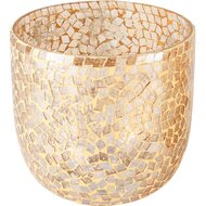 Dekoratief | Theelichthouder &#039;Gold Mosaic&#039;, glas, 12x12x12cm | A238018