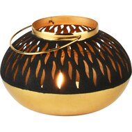 Dekoratief | Lantaarn &#039;Subtle Flame&#039;, zwart/goud, metaal, 8x16x11cm | A238205
