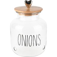Dekoratief | Bewaarpot &#039;Onions&#039;, transparant, glas/hout, 16x16x25cm | A238210