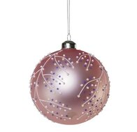 Dekoratief | Hanger kerstbal m/takjes, roze/wit, glas, 8x8x8cm | A239047