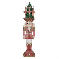 Clayre &amp; Eef | Kerstdecoratie Beeld Notenkraker Roze Rood 16x15x62 cm / 2xAAA | 5PR0126