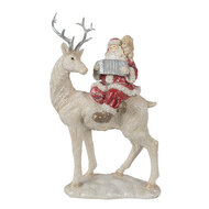 Clayre &amp; Eef | Kerstdecoratie Beeld Kerstman Rood Wit 20x9x31 cm | 6PR3955