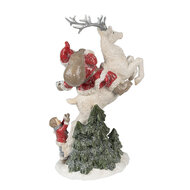 Clayre &amp; Eef | Kerstdecoratie Beeld Kerstman Rood Wit 19x10x33 cm | 6PR3956