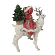 Clayre &amp; Eef | Kerstdecoratie Beeld Kerstman Rood Wit 20x11x26 cm | 6PR3957