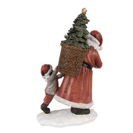 Clayre &amp; Eef | Kerstdecoratie Beeld Kerstman Rood, Wit 12x9x19 cm | 6PR4940