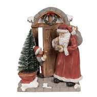 Clayre &amp; Eef | Kerstdecoratie Beeld Kerstman Rood, Bruin 18x8x22 cm | 6PR4945