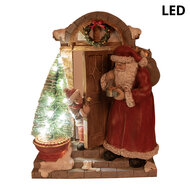 Clayre &amp; Eef | Kerstdecoratie Beeld Kerstman Rood, Bruin 18x8x22 cm | 6PR4945