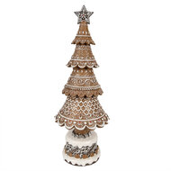 Clayre &amp; Eef | Kerstdecoratie Beeld Kerstboom Bruin, Wit &oslash; 16x42 cm | 6PR4977
