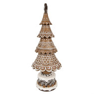 Clayre &amp; Eef | Kerstdecoratie Beeld Kerstboom Bruin, Wit &oslash; 16x42 cm | 6PR4977