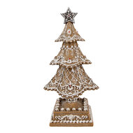 Clayre &amp; Eef | Kerstdecoratie Beeld Kerstboom Bruin, Wit &oslash; 18x32 cm | 6PR4978