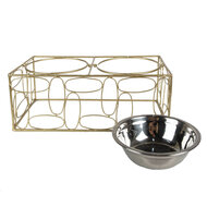 Clayre & Eef | Voerbak Hond Kat Goudkleurig 38x20x13 cm / 2x500 ml | 6Y5429