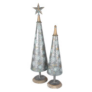 Clayre &amp; Eef | Kerstdecoratie Kerstboom Grijs Goudkleurig &oslash; 15x64 cm | 5Y1174