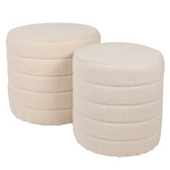 Clayre &amp; Eef | Poef (set van 2) Beige &oslash; 50x45 / &oslash; 40x40 cm | 65170