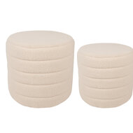 Clayre &amp; Eef | Poef (set van 2) Beige &oslash; 50x45 / &oslash; 40x40 cm | 65170