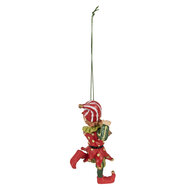 Clayre &amp; Eef | Decoratie hanger elf Rood Groen 5x4x11 cm | 6PR3979