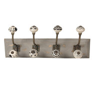 Clayre & Eef | Wandkapstok 4 haken Wit 45x10x18 cm | 6H1847
