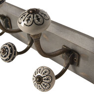 Clayre & Eef | Wandkapstok 4 haken Wit 45x10x18 cm | 6H1847
