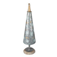 Clayre &amp; Eef | Kerstdecoratie Kerstboom Grijs Goudkleurig &oslash; 12x47 cm | 6Y5463