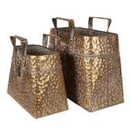 Clayre & Eef | Bloempotten Binnen Set van 2 Goudkleurig 27x13x21/24 / 21x11x16/19 cm | 6Y5462