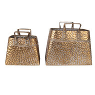 Clayre & Eef | Bloempotten Binnen Set van 2 Goudkleurig 27x13x21/24 / 21x11x16/19 cm | 6Y5462