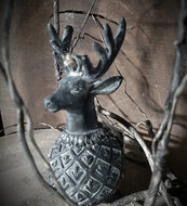 Decoratiebal Hert / kerstbal vintage zwart grijs steen maat m 20 x 9 cm | 121620 | Home Sweet Home | Stoer &amp; Sober Woonstijl