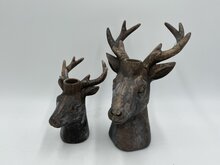 Kandelaar hert vintage bruin maat L steen 21 x 14,5 cm | 801833 | Countryfield | Stoer &amp; Sober Woonstijl