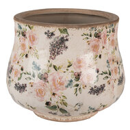 Clayre & Eef | Bloempot Binnen Beige Roze ø 22x18 cm | 6CE1612L