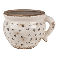 Clayre & Eef | Bloempot Binnen Beige Zwart 20x17x15 cm | 6CE1655L