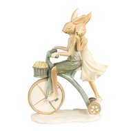 Clayre &amp; Eef | Decoratie konijn fietsend Bruin Beige 16x7x23 cm | 6PR5025