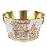 Clayre &amp; Eef | Opbergmand Wit Blauw Rood &oslash; 19x10 cm | 6BL0107